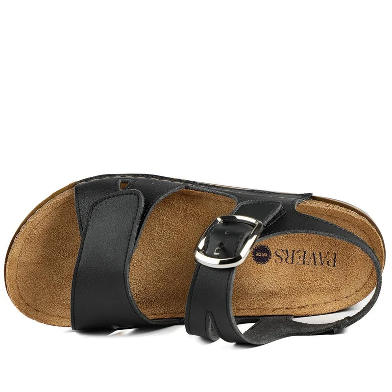 Wide Fit Sandals with Buckle Detail - SERAY43008 / 329 224 - Black