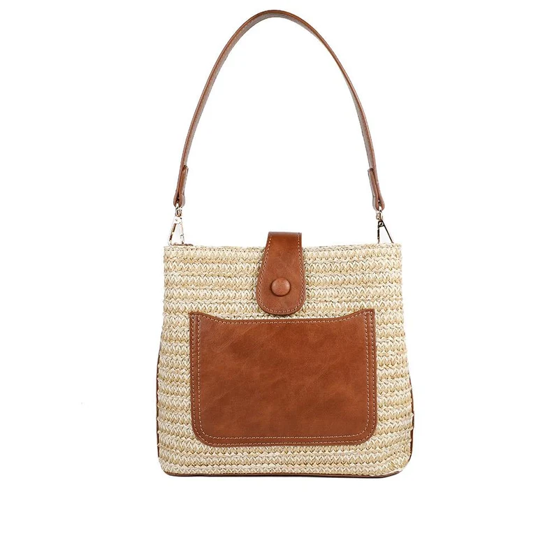Woven Shoulder Bag with Faux Leather Trim - RIM43000 / 329 297