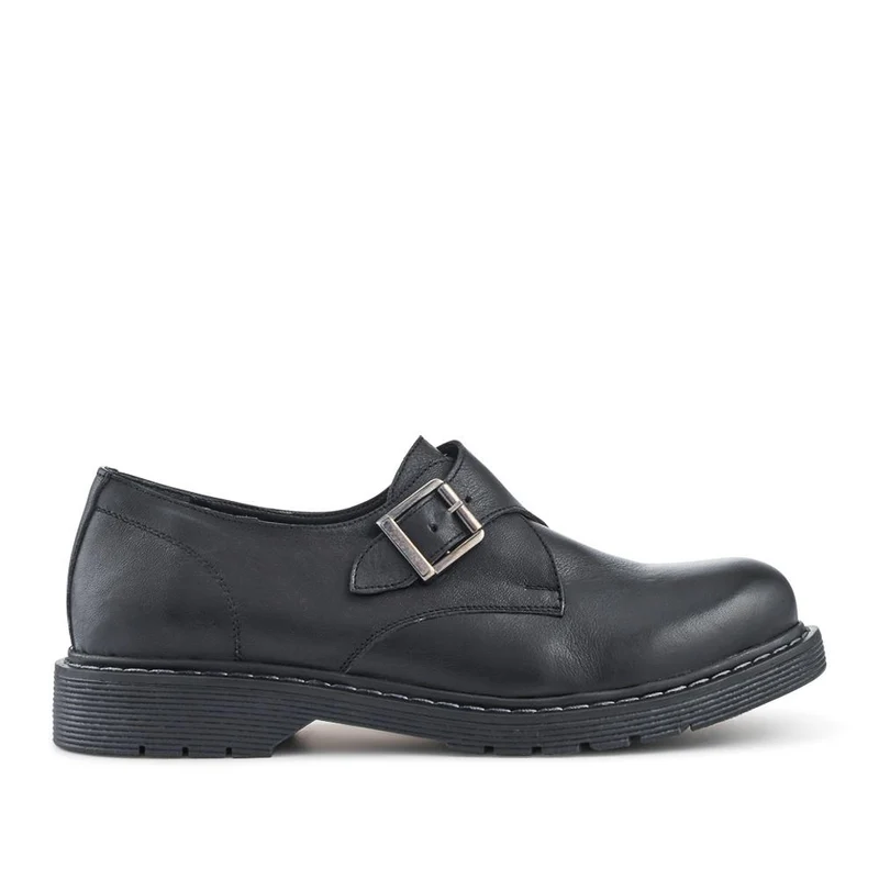 Leather Touch-Fasten Monk Shoes - BELYNR42002 / 328 345 - Black