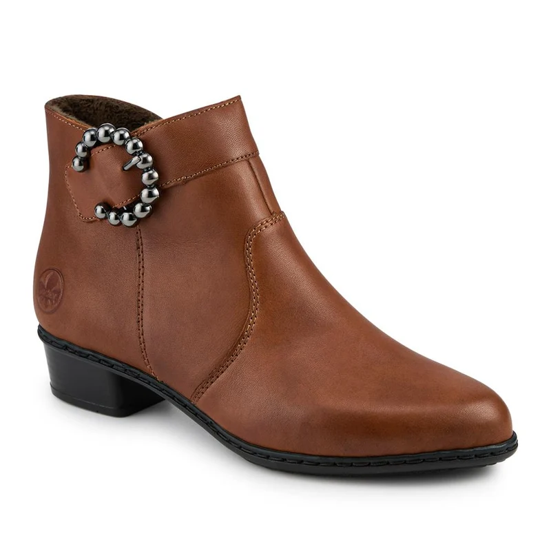 Rieker Leather Block Heel Ankle Boots - RKR42535 / 327 698