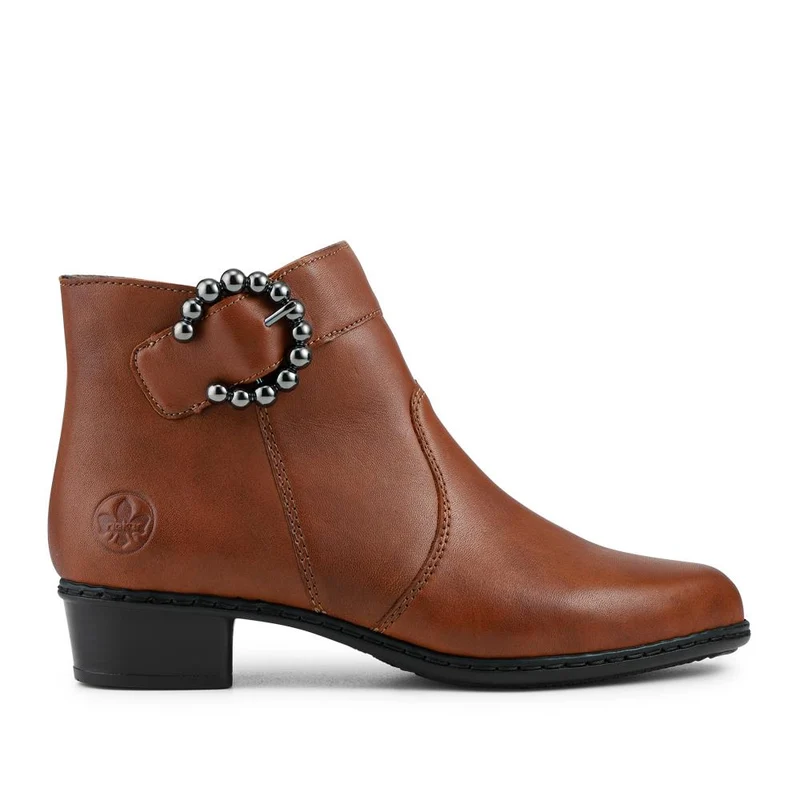Rieker Leather Block Heel Ankle Boots - RKR42535 / 327 698 - Tan