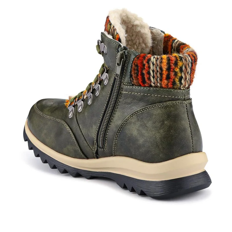 Wide-Fit Warm Ankle Boots - WBINS40213 / 326 404 - Khaki