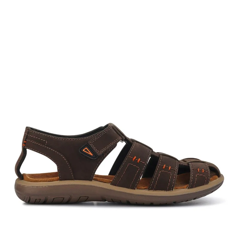 Leather Touch-Fasten Sandals - DDIN41016 / 327 267 - Dark Brown