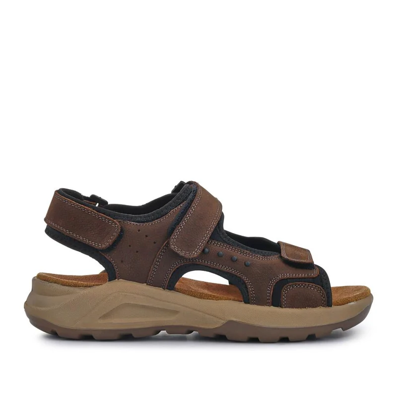Leather Touch-Fastening Sandals - DDIN41011 / 327 116 - Brown