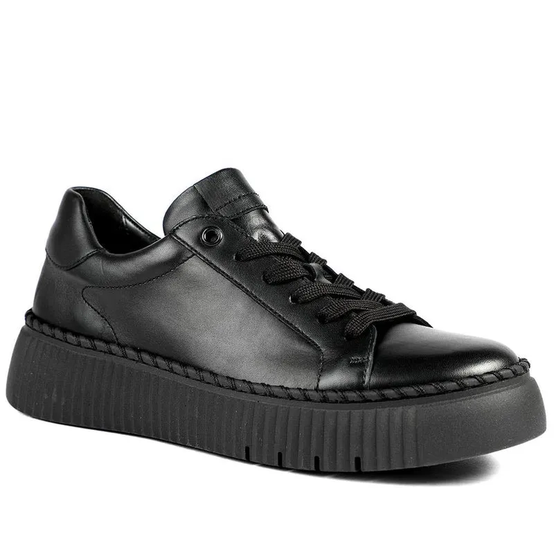 Gabor Leather Platform Trainers - GAB42023 / 329 516 - Black