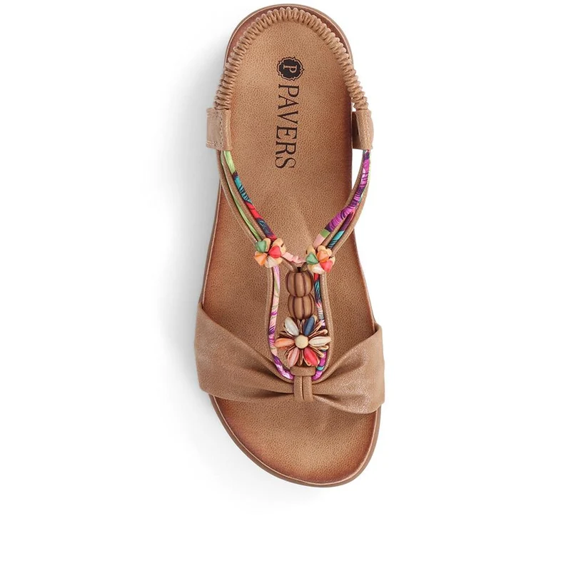 Embellished Flat Sandals - BAIZH37051 / 323 374 - Brown