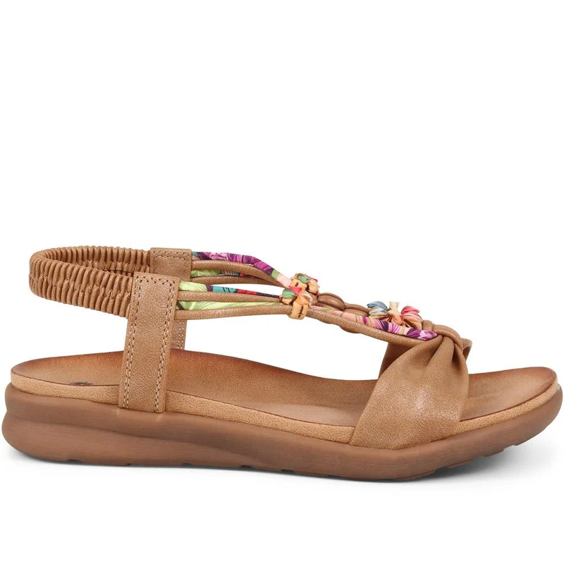 Embellished Flat Sandals - BAIZH37051 / 323 374 - Brown