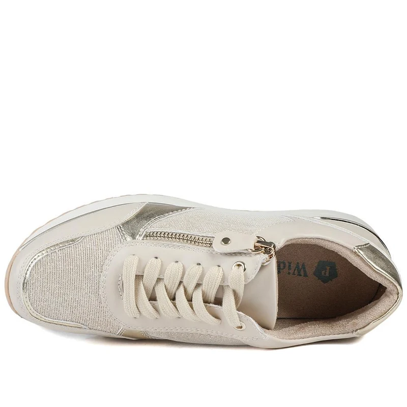 Wide Fit Zip & Lace Cushioned Trainers - WBINS43074 / 329 139 - Beige