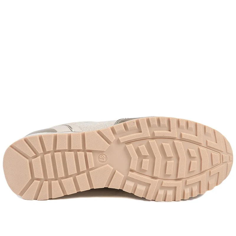 Wide Fit Zip & Lace Cushioned Trainers - WBINS43074 / 329 139 - Beige