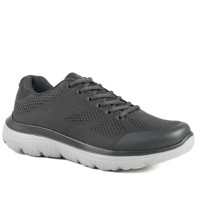 Wide Fit Memory Foam Lace Up Trainers - BOJIE43001 / 328 889 - Charcoal