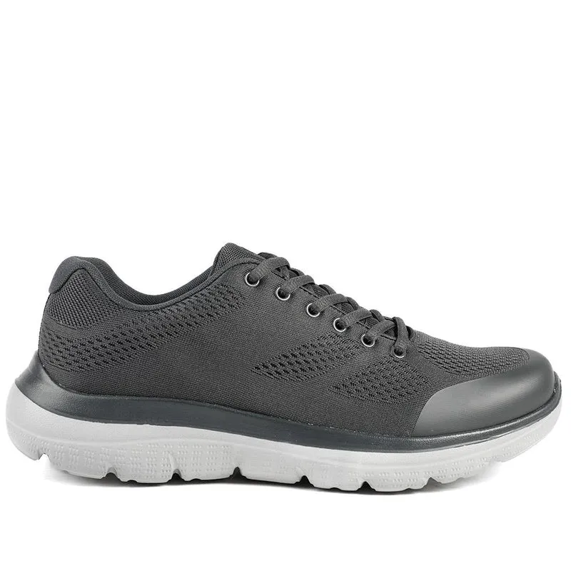 Wide Fit Memory Foam Lace Up Trainers - BOJIE43001 / 328 889 - Charcoal