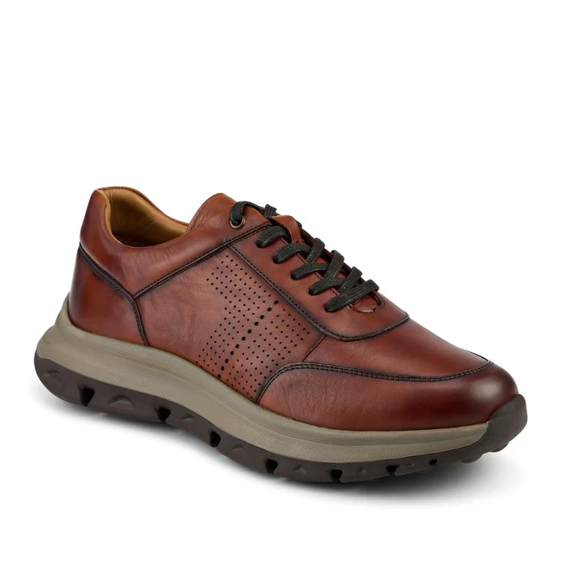 Wide Fit Breathable Leather Lace Up Trainers - PRFEM42012 / 328 325