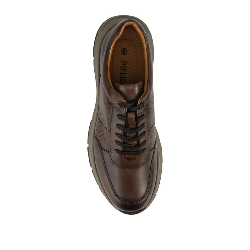 Wide Fit Breathable Leather Lace Up Trainers - PRFEM42012 / 328 325 - Brown
