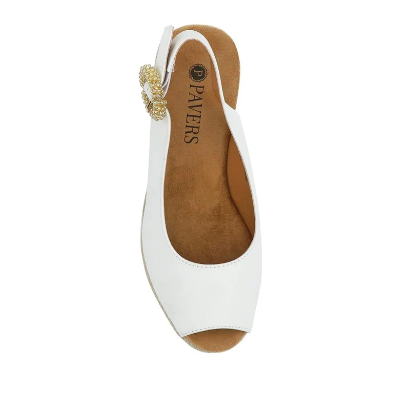 Buckle Fastening Wedge Espadrilles - WBINS41057 / 327 257 - White
