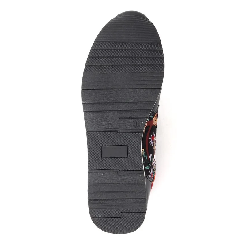 Zip-Up Laced Trainers - WBINS39070 / 325 159 - Black Floral