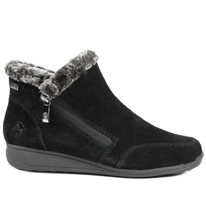 Rieker Soft Lined Zipped Ankle Boots - RKR42019 / 329 475 - Black