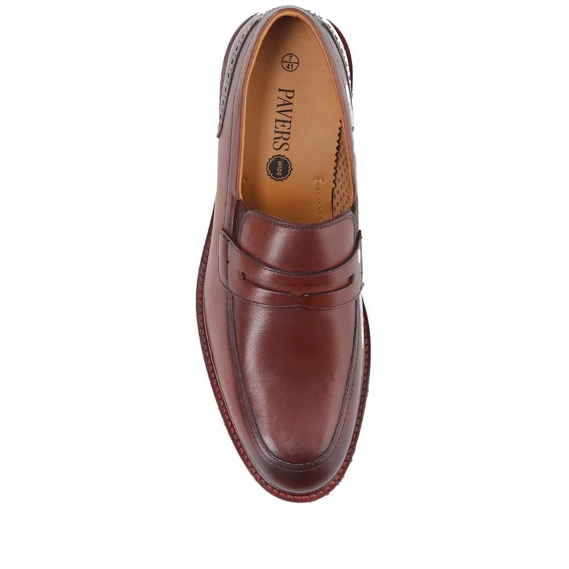 Leather Penny Slip-On Shoes - PERFO40009 / 326 144 - Brown