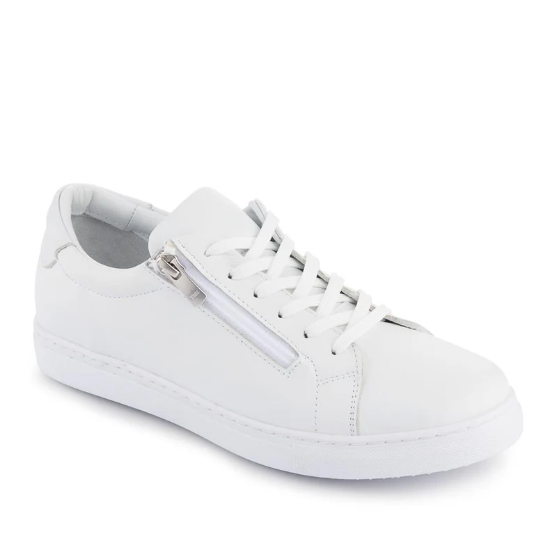 Wide Fit Leather Zip & Lace Trainers - ULUTA42000 / 328 391 - White