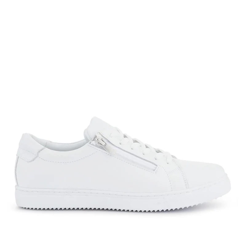 Wide Fit Leather Zip & Lace Trainers - ULUTA42000 / 328 391 - White