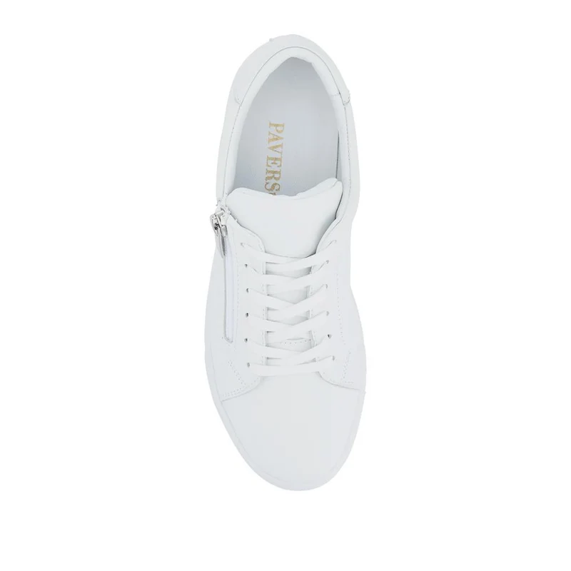 Wide Fit Leather Zip & Lace Trainers - ULUTA42000 / 328 391 - White