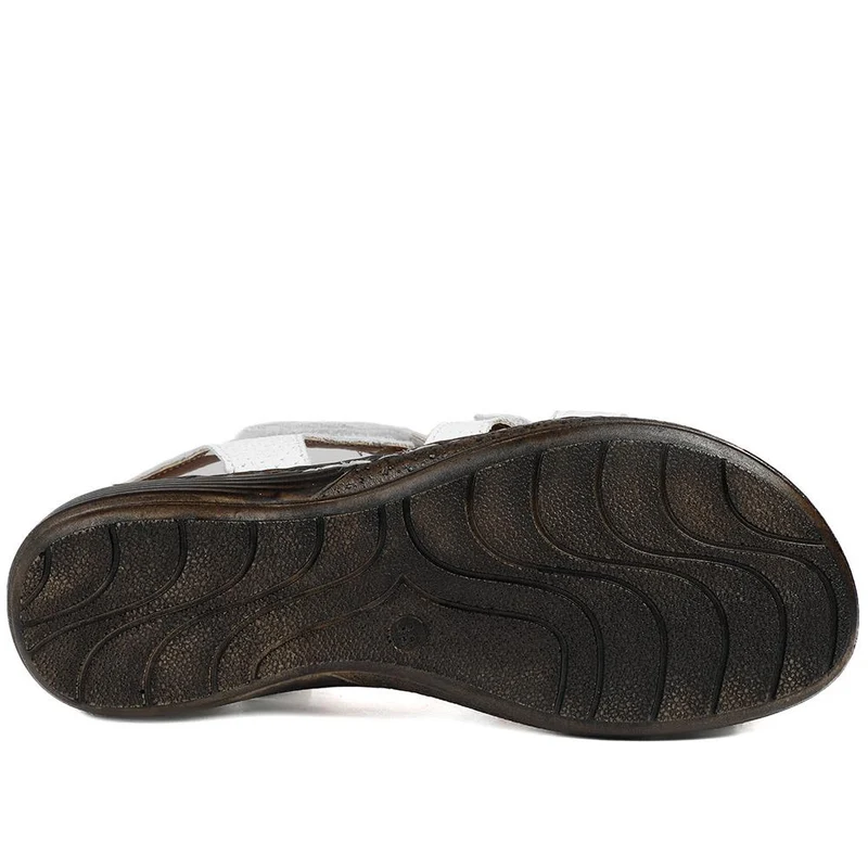 Premium Leather Touch Fastening Sandals - LUCK43006 / 329 419 - White