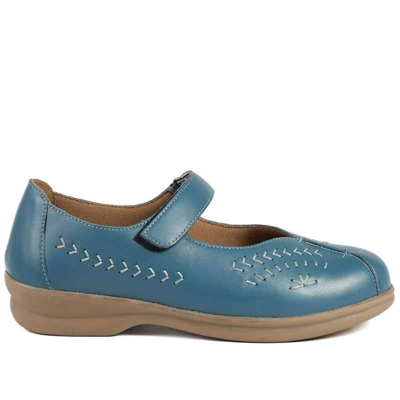 Extra-Wide Leather Mary Janes - TANTA / 327 206 - Denim