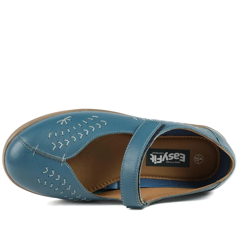 Extra-Wide Leather Mary Janes - TANTA / 327 206 - Denim