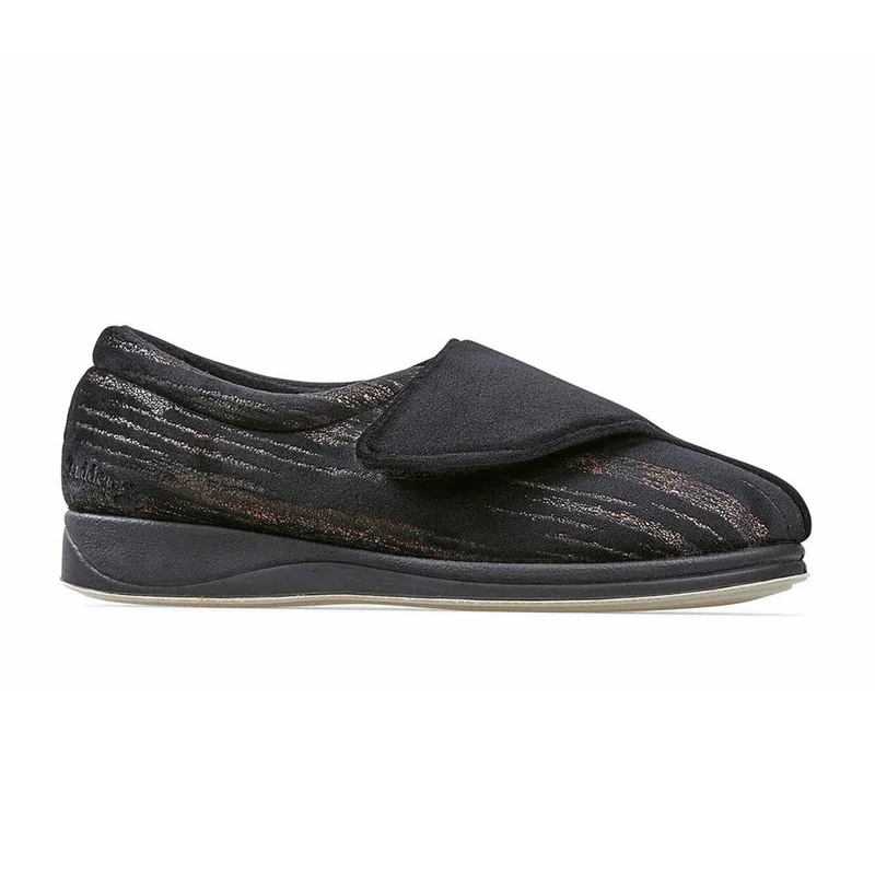 Padders Ladies Slippers 2E Fit Vulcanised - HUG - Hug / null - BLACK/MULTI