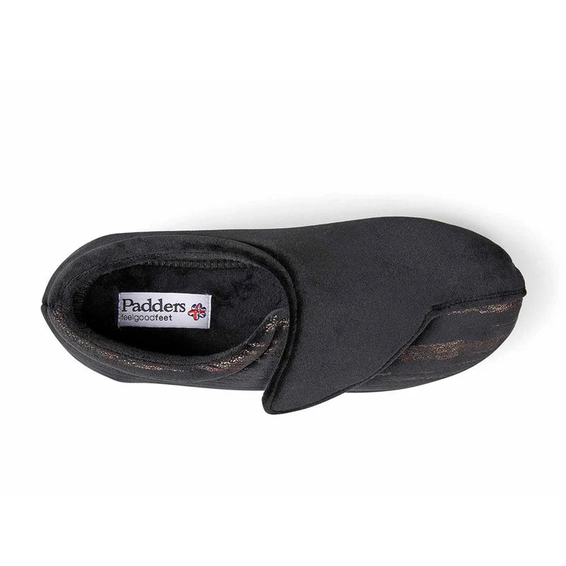 Padders Ladies Slippers 2E Fit Vulcanised - HUG - Hug / null - BLACK/MULTI