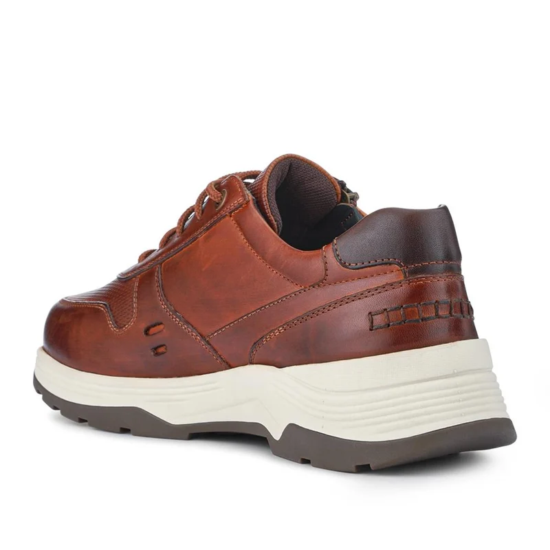 Extra-Wide Dual-Fit Leather Trainers - JOEL / 327 275 - Cognac