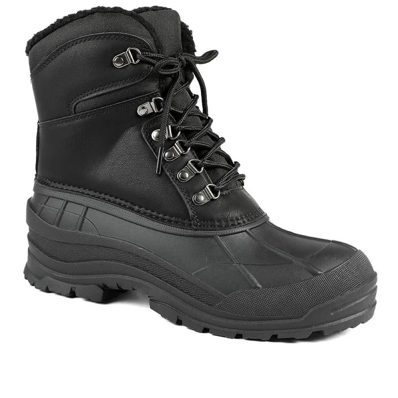 Rugged Warm Lined Lace Up Weather Boots - SHINN42006 / 328 540 - Black