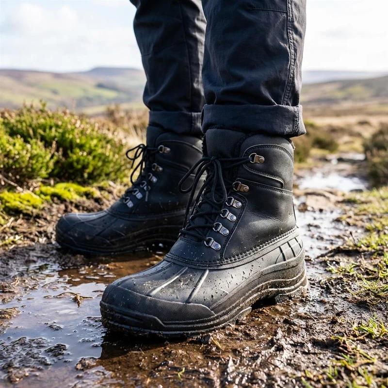 Rugged Warm Lined Lace Up Weather Boots - SHINN42006 / 328 540 - Black
