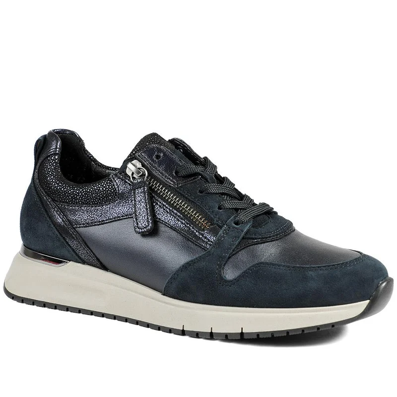 Gabor Leather Zip & Lace Trainers - GAB42031 / 329 511 - Navy