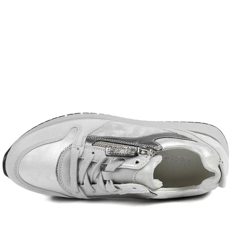 Gabor Leather Zip & Lace Trainers - GAB42031 / 329 511 - Light Grey