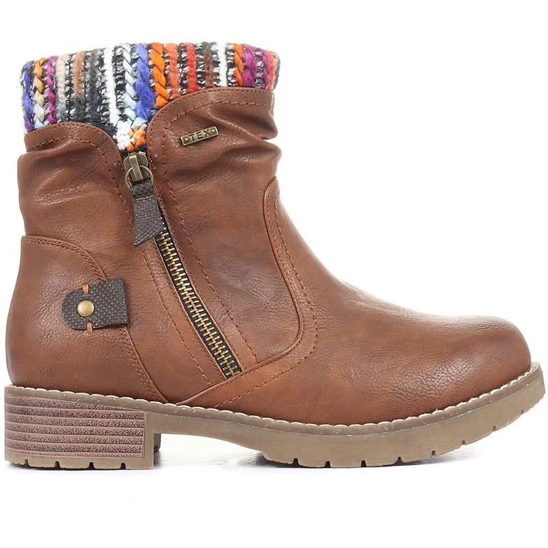 Extra Wide Plus Ankle Boots - MAISIE / 320 915 - Tan