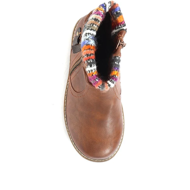 Extra Wide Plus Ankle Boots - MAISIE / 320 915 - Tan
