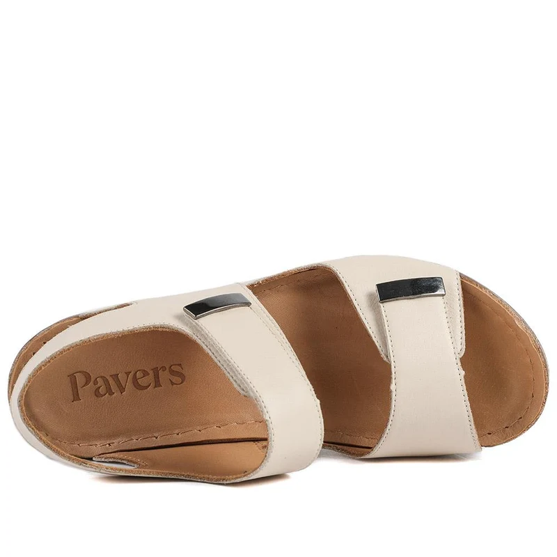 Leather Touch Fasten Wedge Sandals - AS43001 / 329 300 - Beige