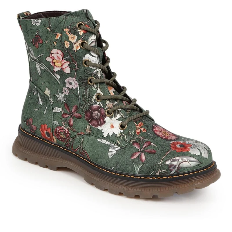 Lace-Up Floral Boots - PINYI40011 / 326 033