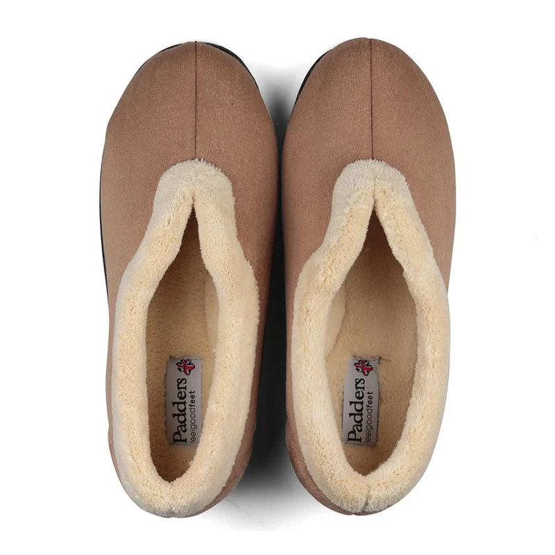 Padders Ladies Slippers 2E Fit Vulcanised - CARMEN - Carmen / null - TAUPE /CAMEL