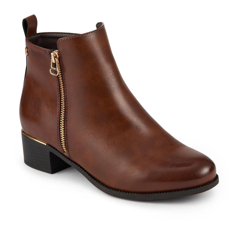 Wide Fit Smart Zip Up Ankle Boots - WOIL42015 / 328 132