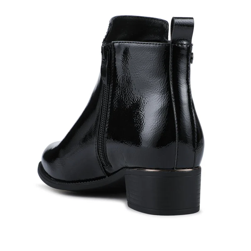 Wide Fit Smart Zip Up Ankle Boots - WOIL42015 / 328 132 - Black Patent