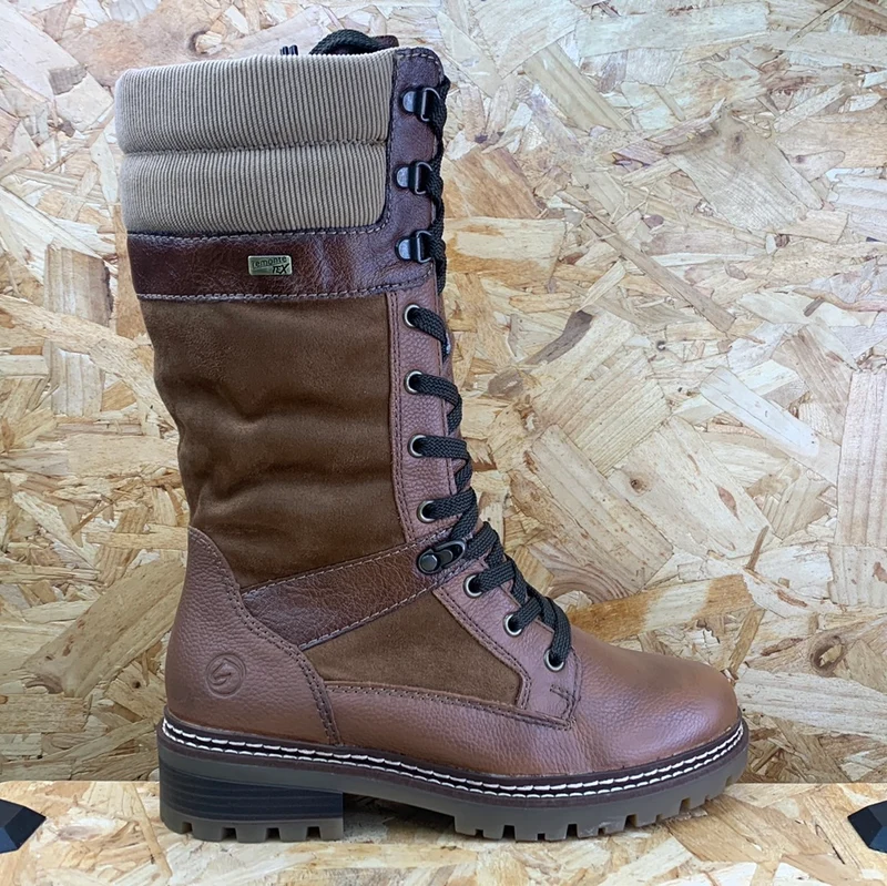 Remonte Damenstiefel aus mit Lammwolle gefüttertem Leder – Braun
