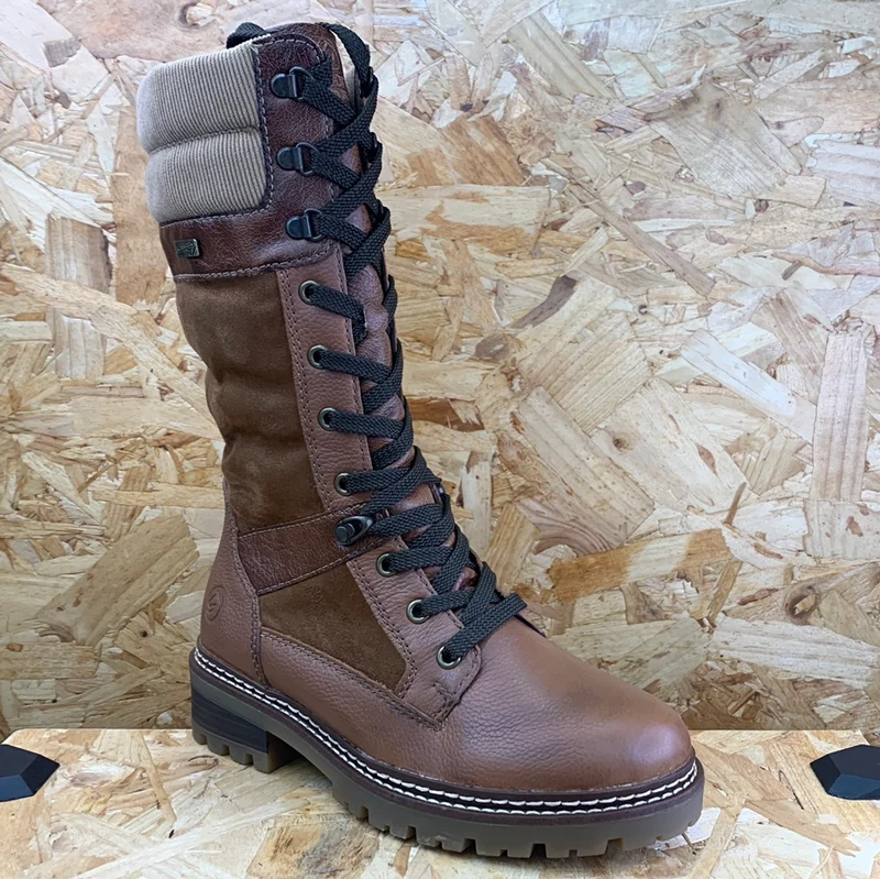 Remonte Damenstiefel aus mit Lammwolle gefüttertem Leder – Braun