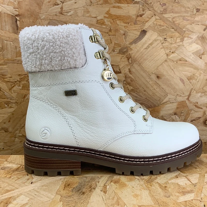 Remonte Damen-Stiefelette aus mit Lammwolle gefüttertem Leder – Weiß