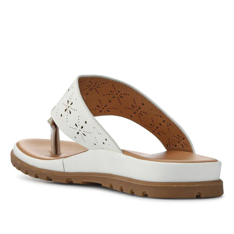 Laser Cut Toe Post Sandals - BAIZH41055 / 327 225 - White