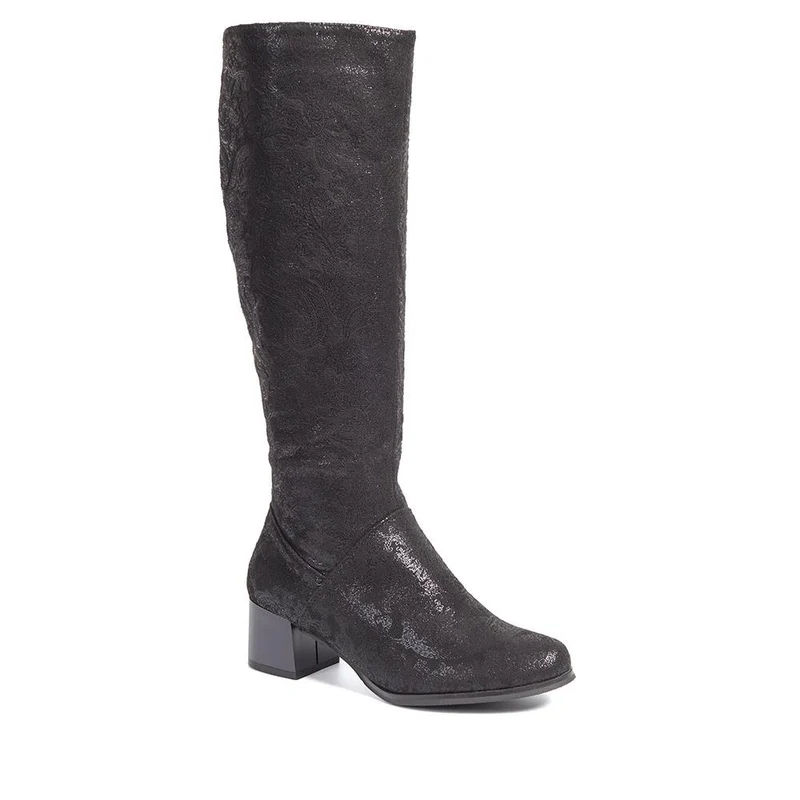 Block-Heeled Long Boots - WBINS40117 / 326 353 - Black