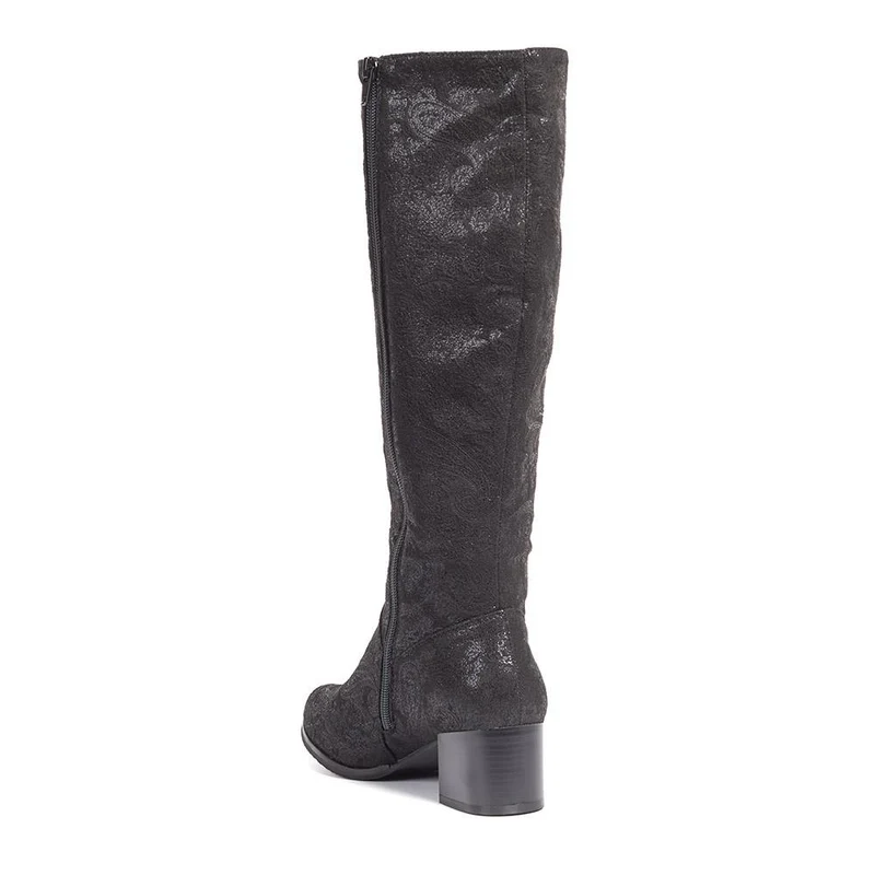 Block-Heeled Long Boots - WBINS40117 / 326 353 - Black