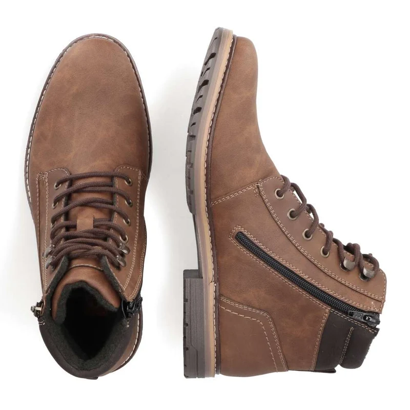 Rieker Herren-Oxford-Stiefel mit Fleece-Futter – Braun