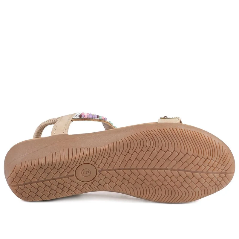 Beaded Comfort Fitting Sandals - BAIZH41008 / 327 082 - Beige
