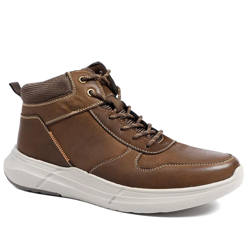 Wide Fit Leather Lace Up Trainers - RISI42000 / 328 243 - Brown